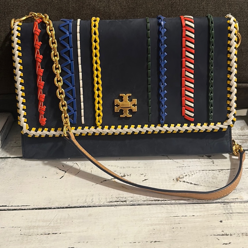 Tory Burch Kira whipstitch clutch shoulder bag